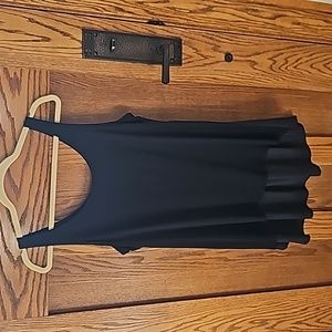 New! Eileen Fisher silk cotton jersey Crepe de Chine hi lo tank top in black